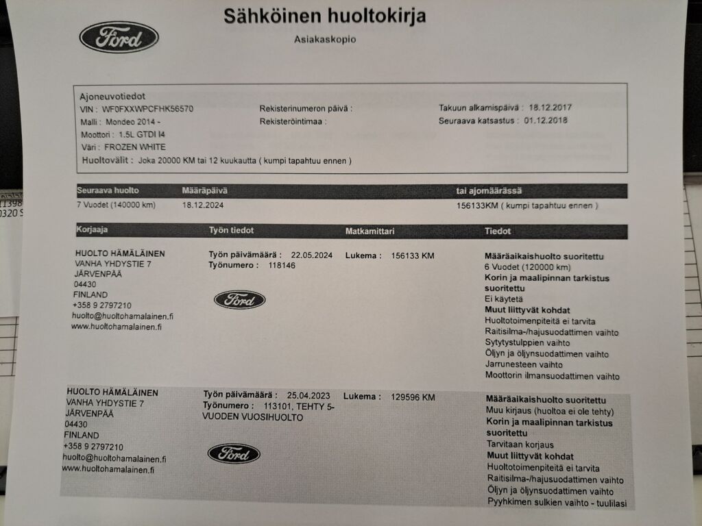 Ford Mondeo 2018 Valkoinen