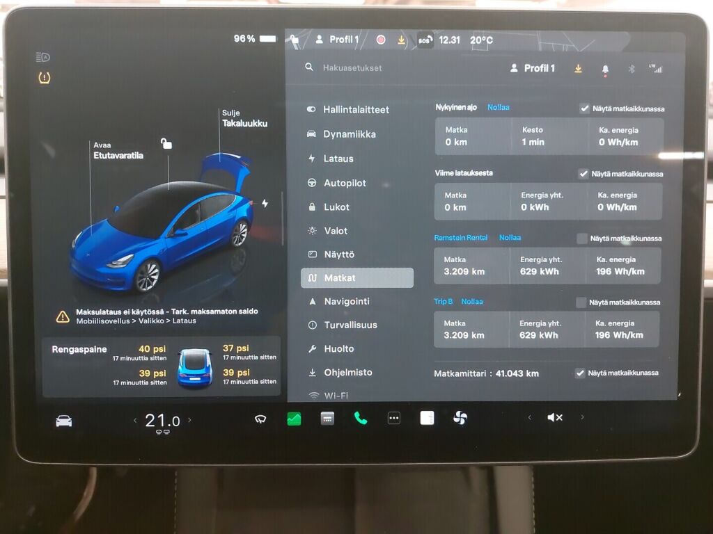 Tesla Model 3 2023 Sininen